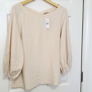 NWT linen wide neck bell sleeve top
